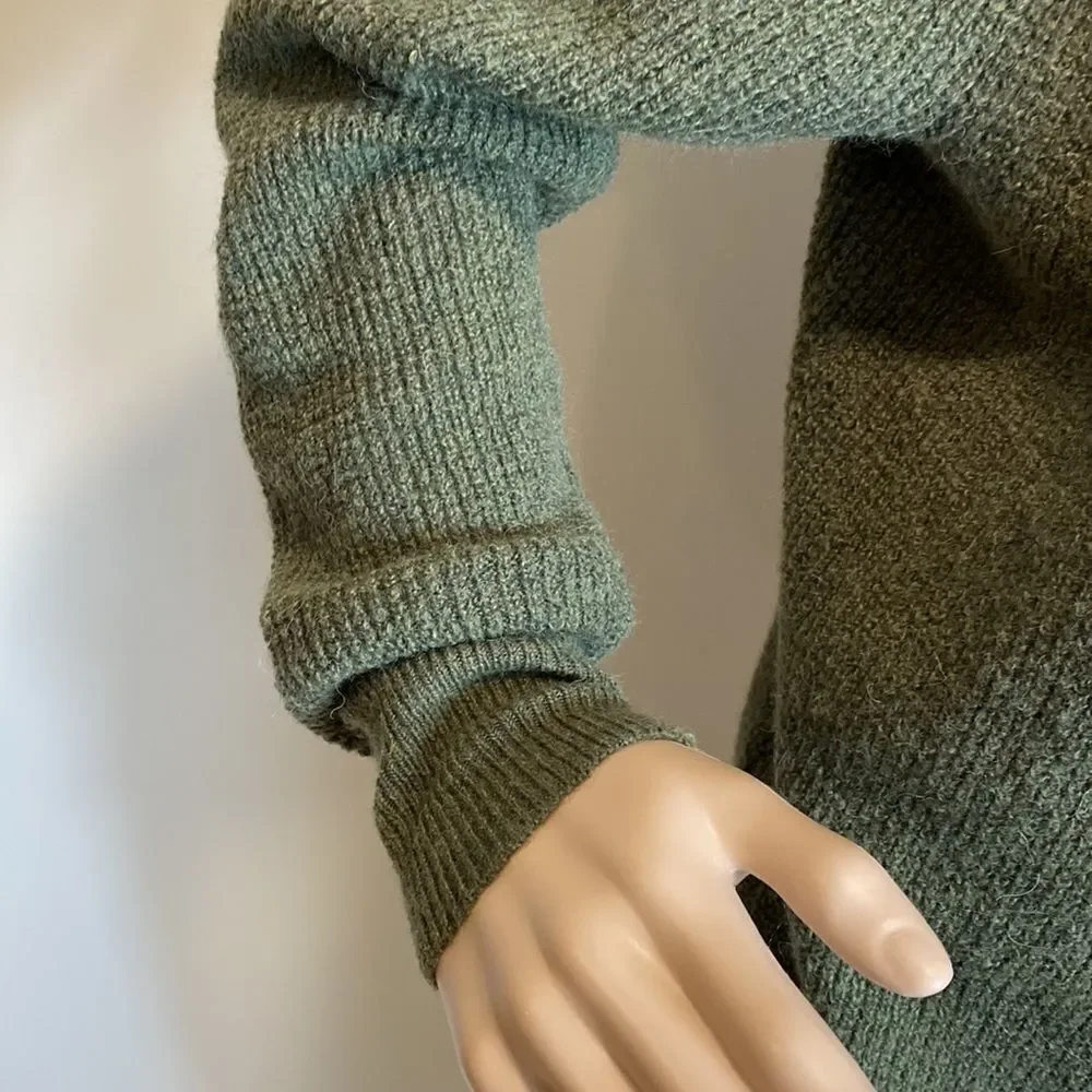 J. Crew green alpaca blend long sleeve pullover sweater size XS